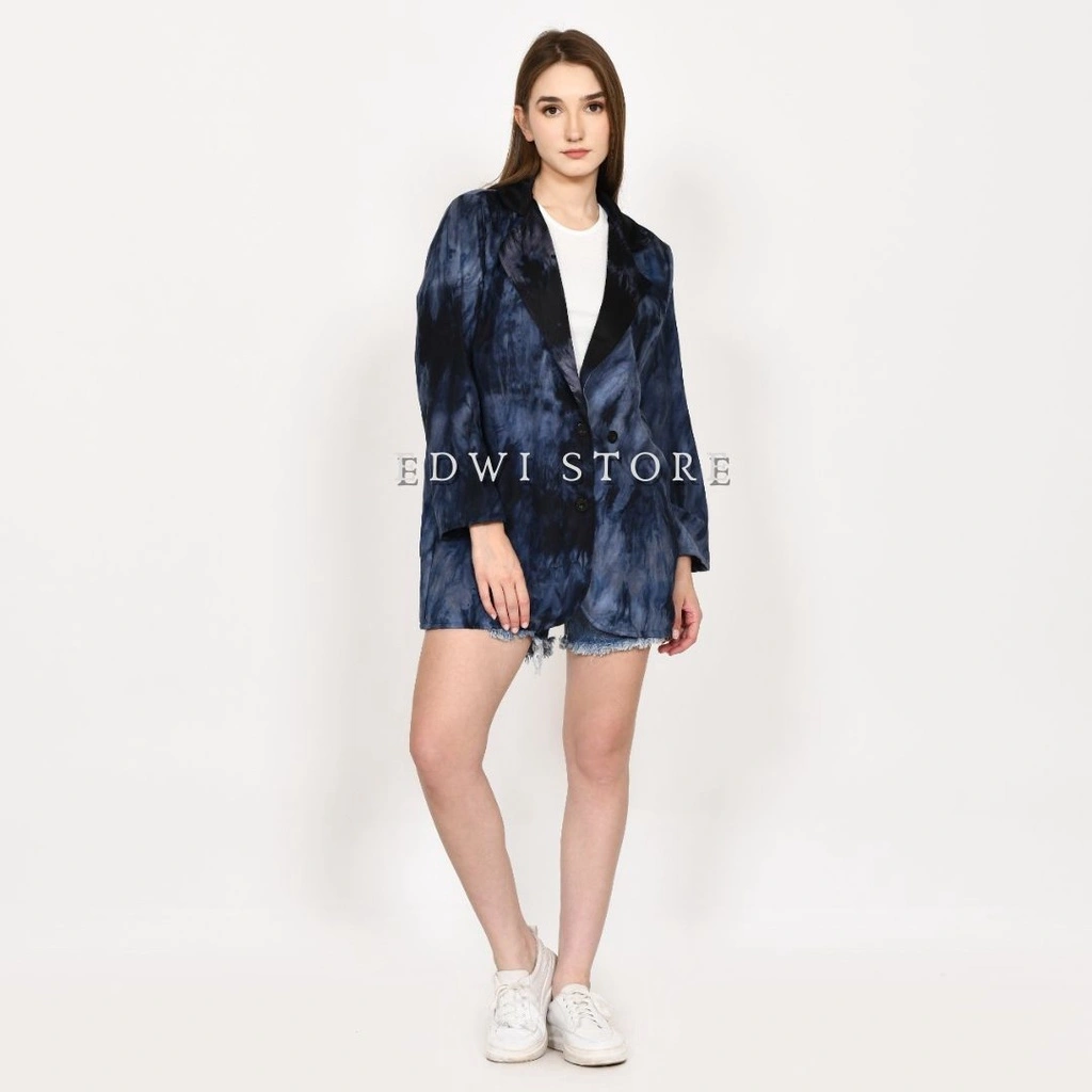Outer Wanita Kekinian Blazer Motif Tie Dye Blazer Kasual Wanita
