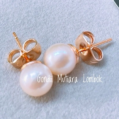 Mutiara Bulat Giwang tusuk Bhayangkari - Giwang tusuk Persit - Giwang Mutiara Lombok asli - Giwang anting mutiara - Giwang Mutiara - Stud mutiara bulat