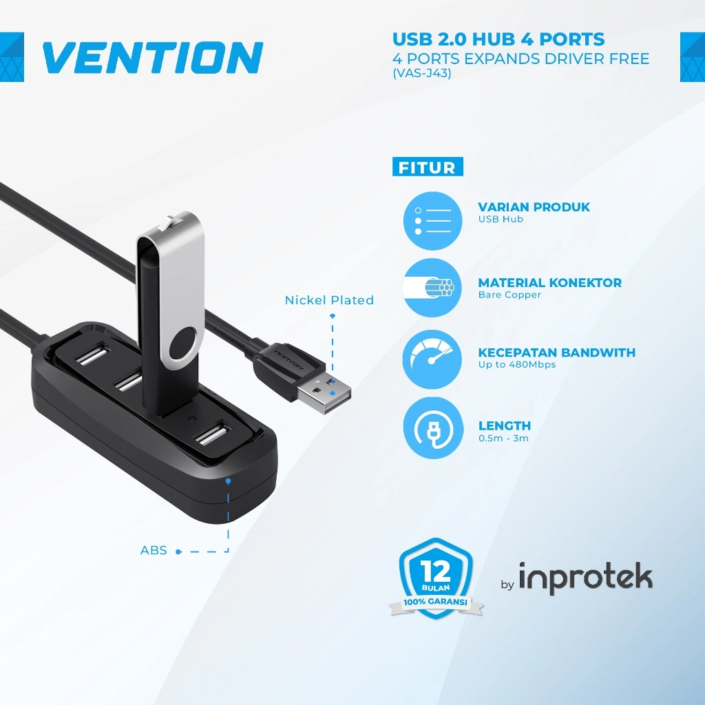 Vention High Speed USB 2.0 Hub for Windows Mac Linux