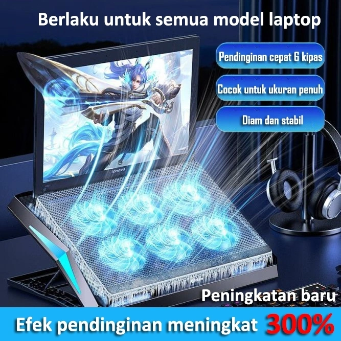2025 KYB Cooling Pad Laptop Gaming Kipas Pendingin Laptop Portable 6 Kipas