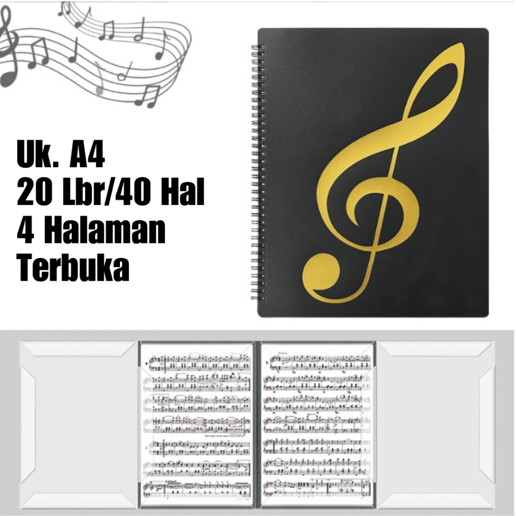 Buku Folder Partitur A4 40 Halaman 4 Halaman Terbuka Piano Sheet Music Score
