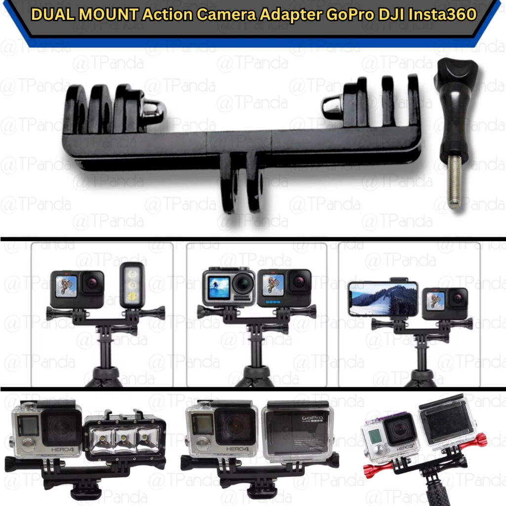 DUAL MOUNT Bracket Action Camera Double Holder Gopro DJI Osmo Action Insta360 Twin Mounting Kamera Aksi