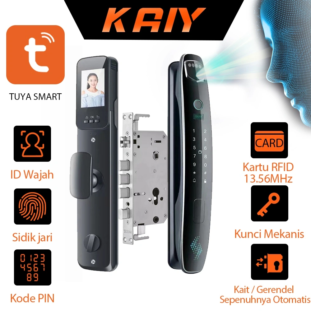 Kaiy/SMARTDOOR LOCK / KUNCI PINTU HANDLE PASSWORD FINGER PRINT / SMART DOOR SMART HOME / kunci sidik jar/CR-5 Kunci tubuh 6068 wifi Bluetooth BT tuya
