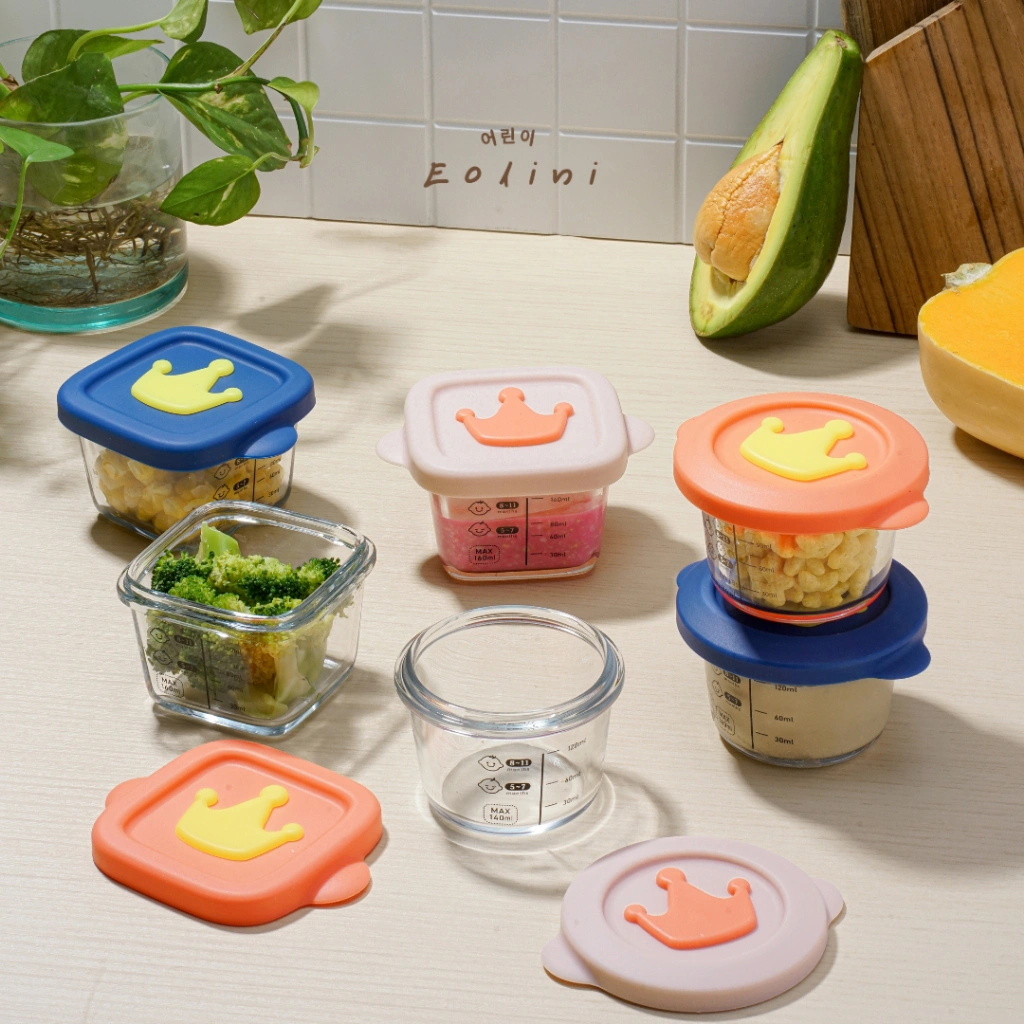 [ Eolini ] Baby Food Container MPASI Storage Glass Kotak Makanan Kaca Anak dan Bayi Silikon Kedap Udara