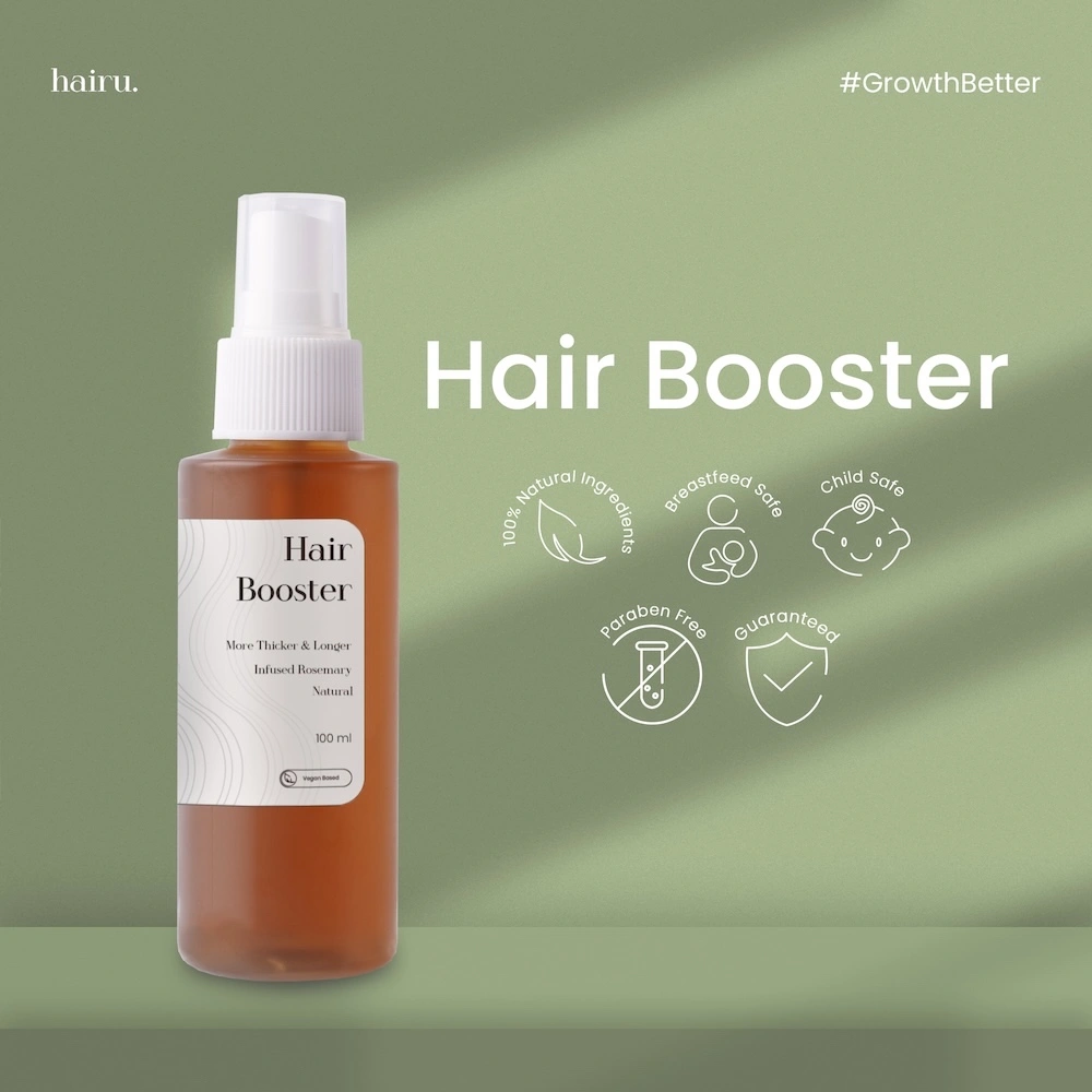 HAIRU Hair Booster Tonic Spray Pria Wanita Anak Rosemary Perawatan Rambut Rontok Tebal Aman Busui