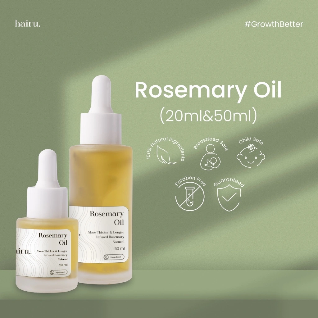 HAIRU Rosemary Oil Hair Oil Pria Wanita Anak Perawatan Rambut Rontok Tebal Aman Busui