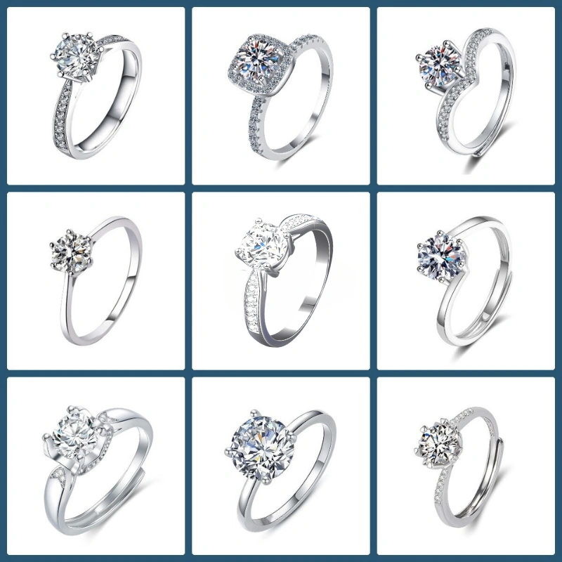 Cincin Citra Solitaire Ring Mewah Elegan Minimalis Copper Zircon Adjustable Hadiah Pasangan [x]