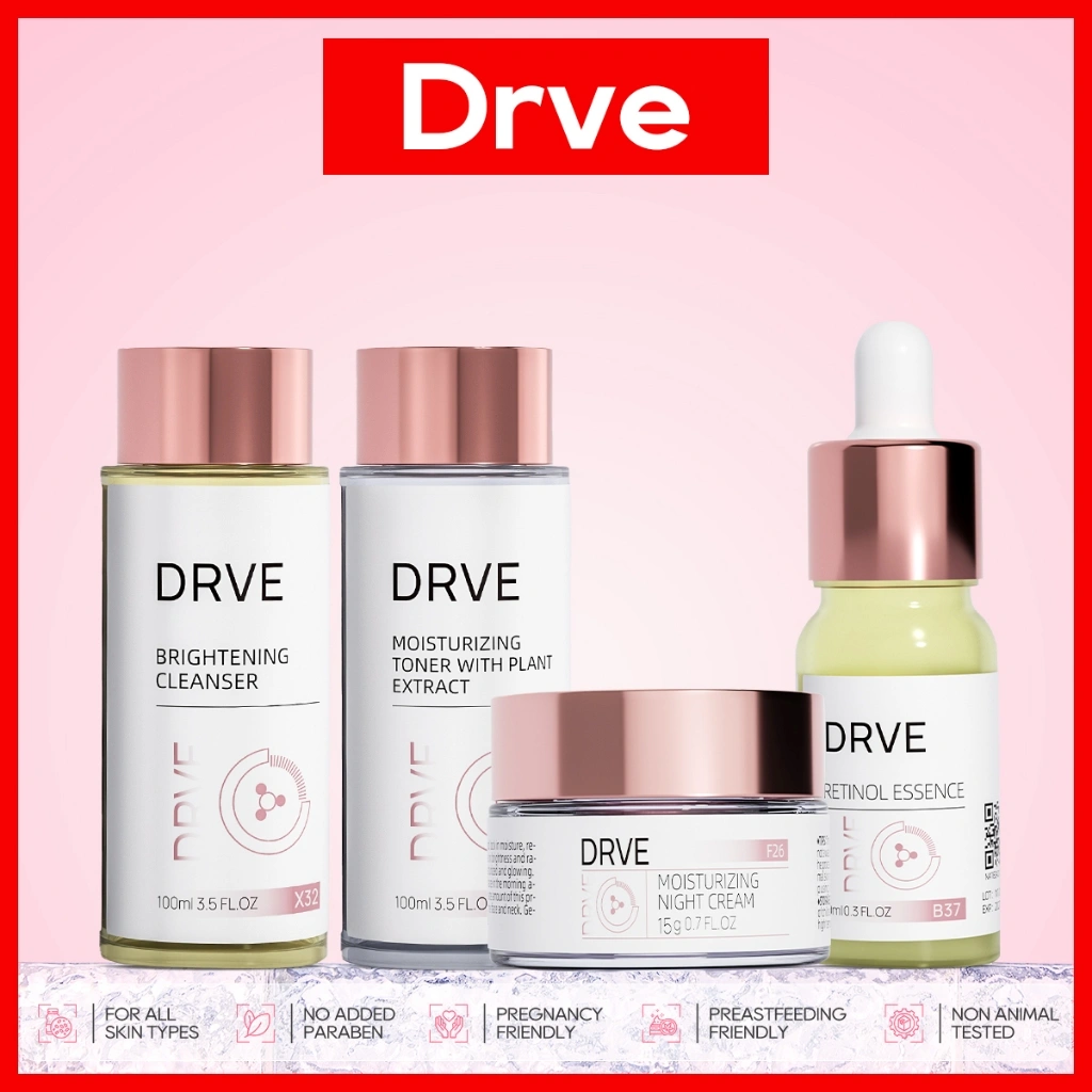 Drve Perfect Skin Set Bundle 4 (Brightening Cleanser+Moisturizing Toner With Plant Extract+Moisturizing Night Cream+Retinol Essence) mengandung Niacinamide yg dapat mencerahkan wajah