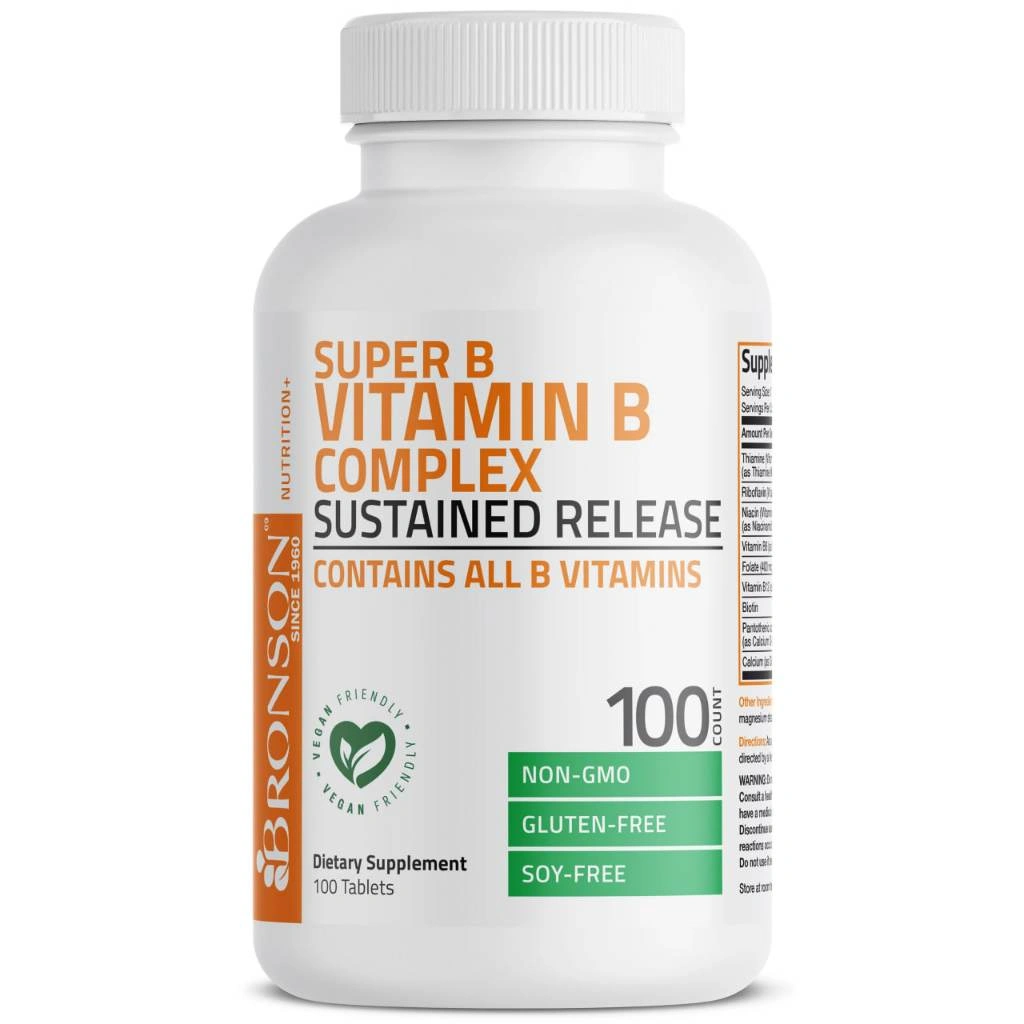 Bronson Vitamin B Complex ( B1 B2 B3 B5 B6 B7 B9 B12) + Calcium | SR