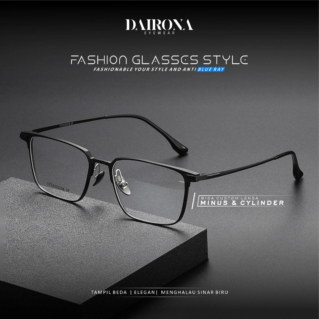 Dairona Eyewear Kacamata Anti Radiasi Lensa Minus Photocromic Anti Blueray Wanita Pria Terbaru Kacamata Bisnis TR-90+Metal Bentuk Kotak 20262