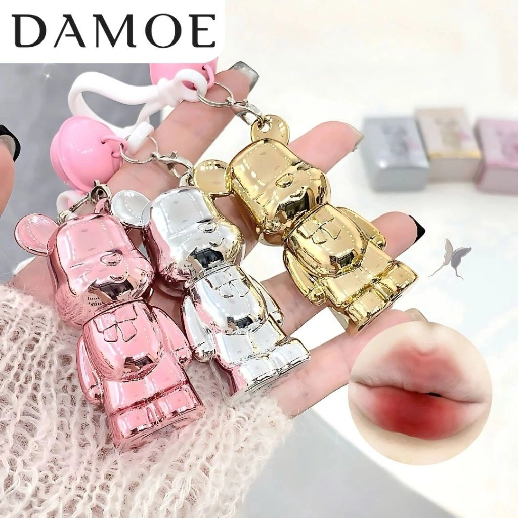 SHAQINUO Cute Bear Lip Mud Matte Glaze Lipstick With Keychain