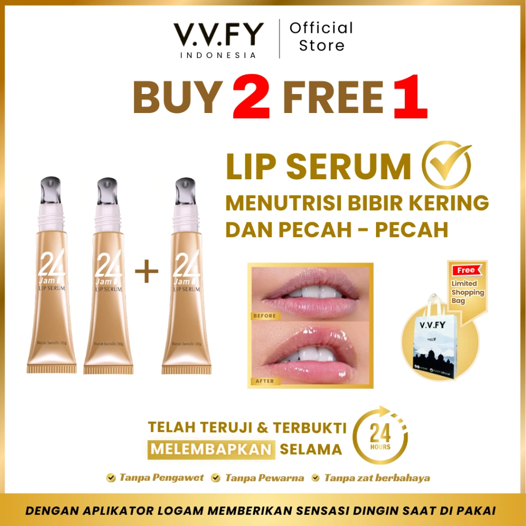 VVFY Lip Serum Pelembab Bibir Lip Oil Lip Essence Untuk Bibir Kering dan Hitam 10 ml BUY 2 FREE 1