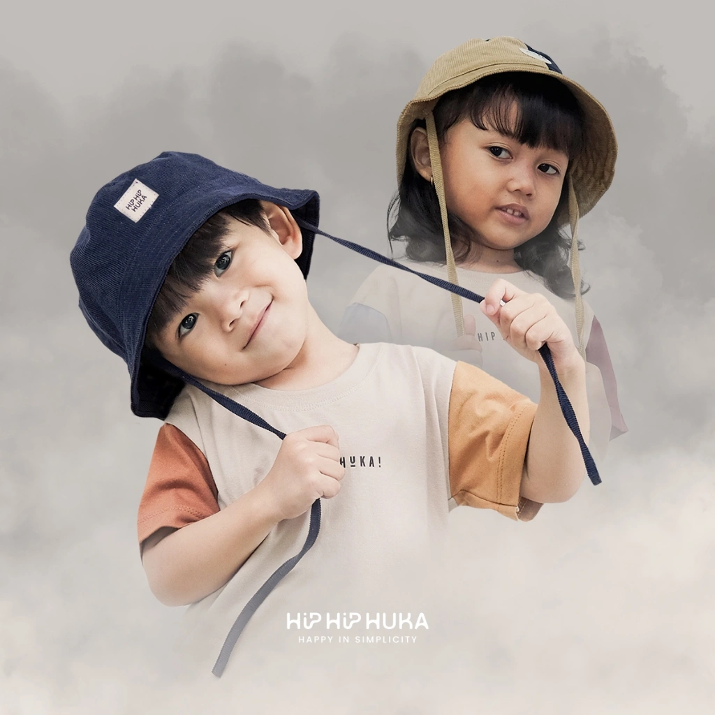 HipHipHuka - Topi Bucket Hat Anak Cowok Cewek Corduroy 0-15 Tahun Karimba Series