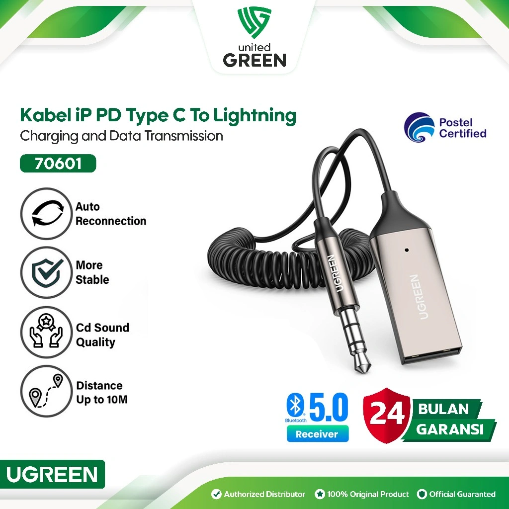 UGREEN Bluetooth Car Audio Receiver AUX with Mic Microphone Adaptor 70601