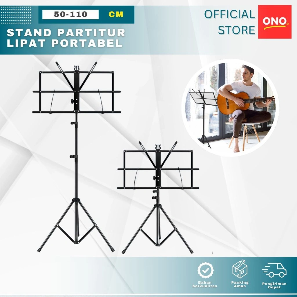 ONOID Stand Partitur Sheet Musik Teks Lagu Music Penyangga Adjustable 50-110CM