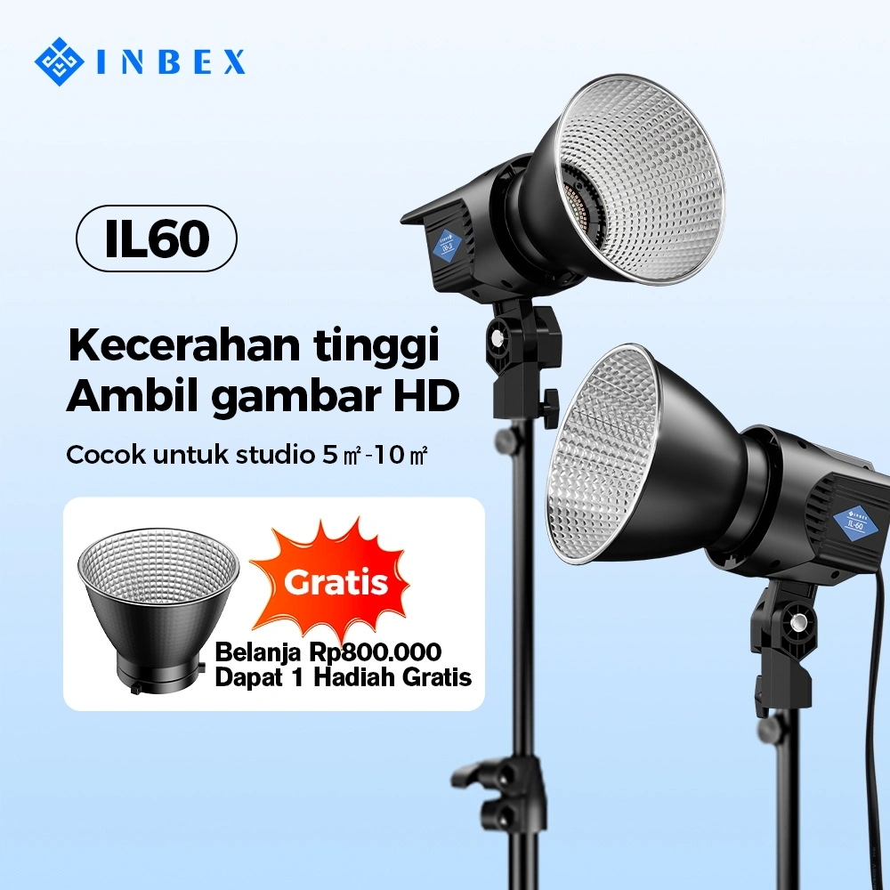 [Ship in 24 hours] INBEX IL60 Lighting Studio 60W Kontent Kreator Video Lampu Studio Foto Light Mudah dipindahkan