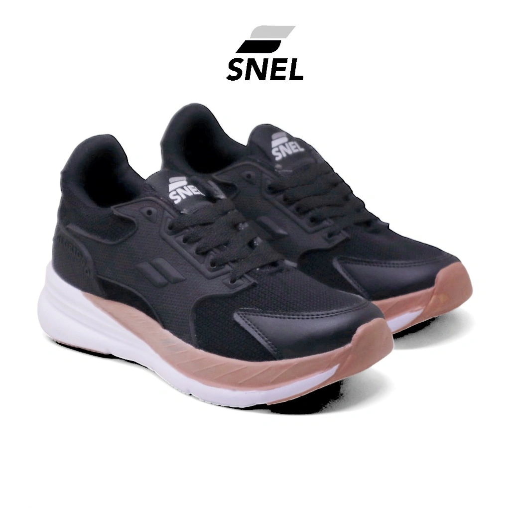 Snel - Sepatu Cowok Jogging Lari Glorioso Black Gum Rubber empuk