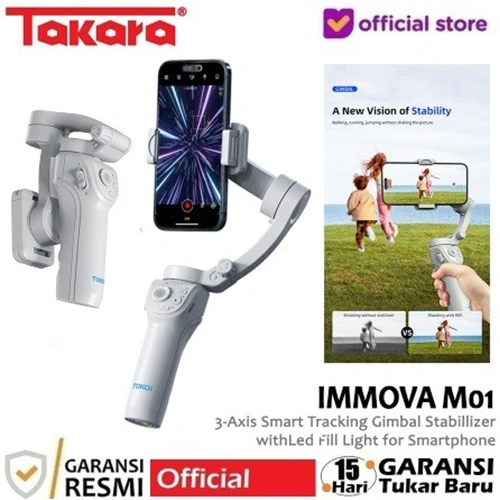 Takara IMMOVA M01 3-Axis Smart Tracking Gimbal Stabilizer with LED Fill Light for Smartphone