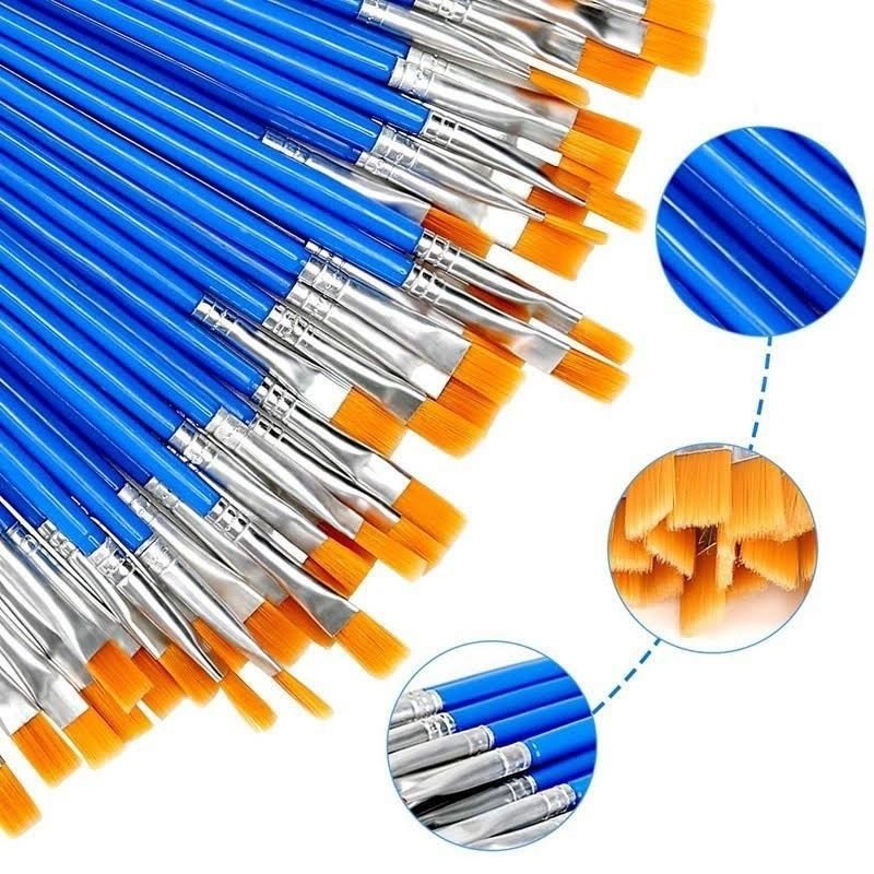 Kuas Lukis - Flat / Round Brush Painting - Akrilik Bulu Nilon Cat Air - Round(Lancip)