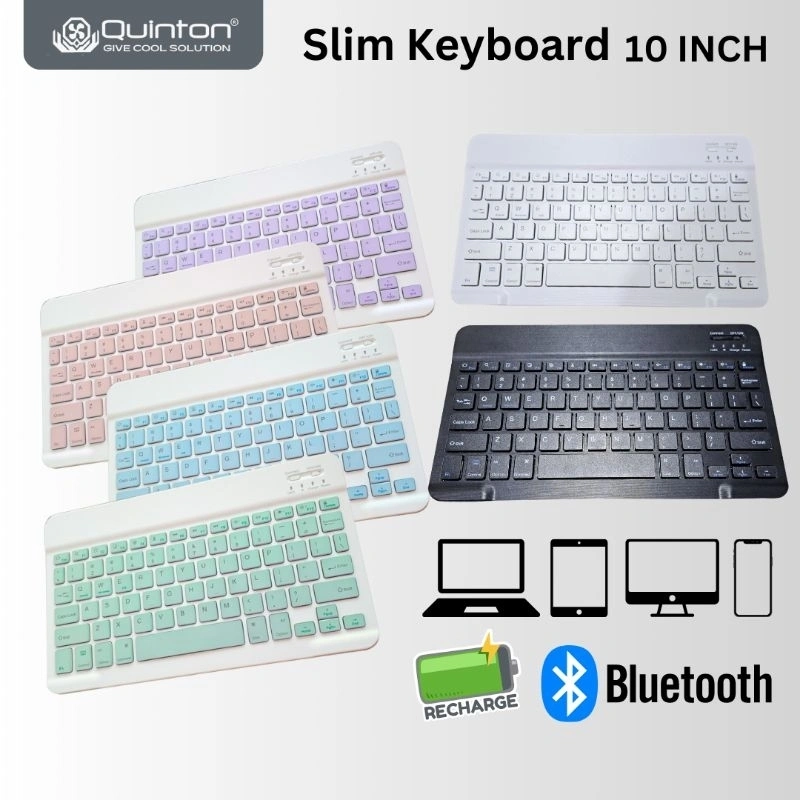 Keyboard Mini Slim 10 inch Rechargeable Bluetooth warna untuk Tablet dan smartphone