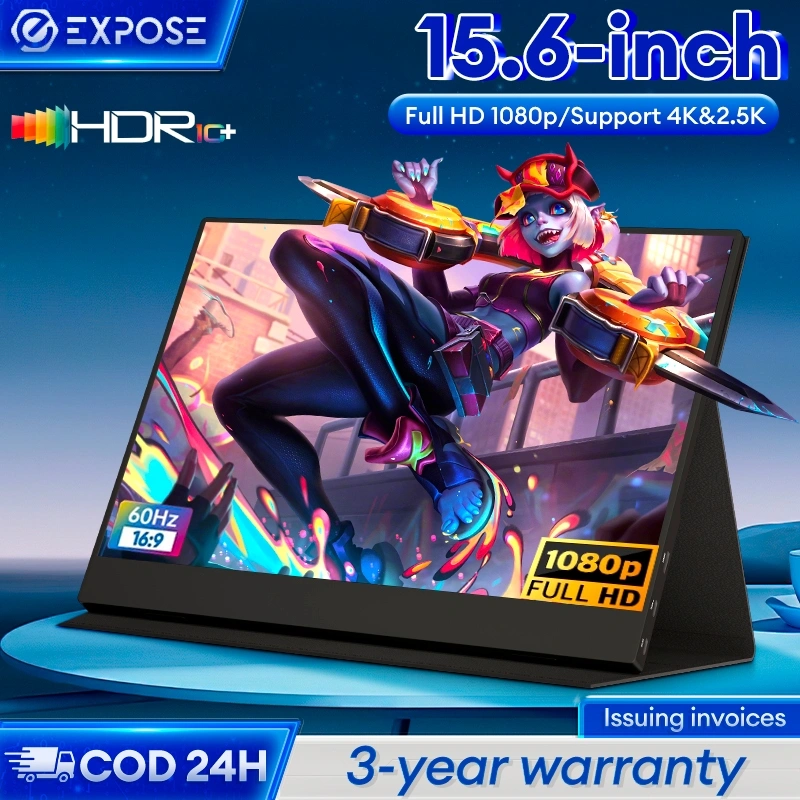 Monitor PC Portable Monitor 16 inch 1920*1080 HDR IPS Display Phone/PC/PS4/XBOX Switch HDMI/USB
