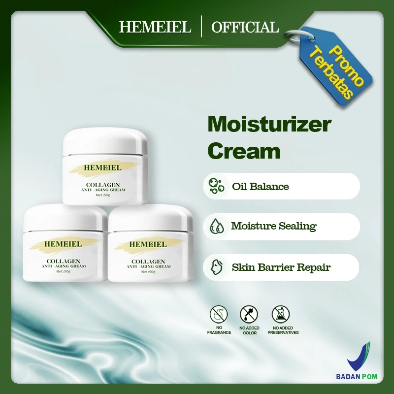 HEMEIEL Collagen Whitening Cream 50g Pelembab Wajah Ceramide Barrier Repair Moisturizer Cream Pemutih Wajah Calming Whitening Brightening Dark Spot Mengunci Hidrasi Dengan Niacinamide & Collagen Anti-aging