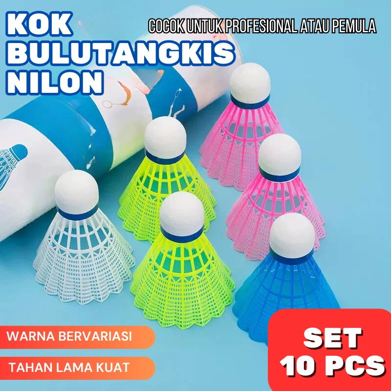 Kok Badminton / Kok Bulutangkis / Shuttlecock Bahan Nylon Isi 10/20/30