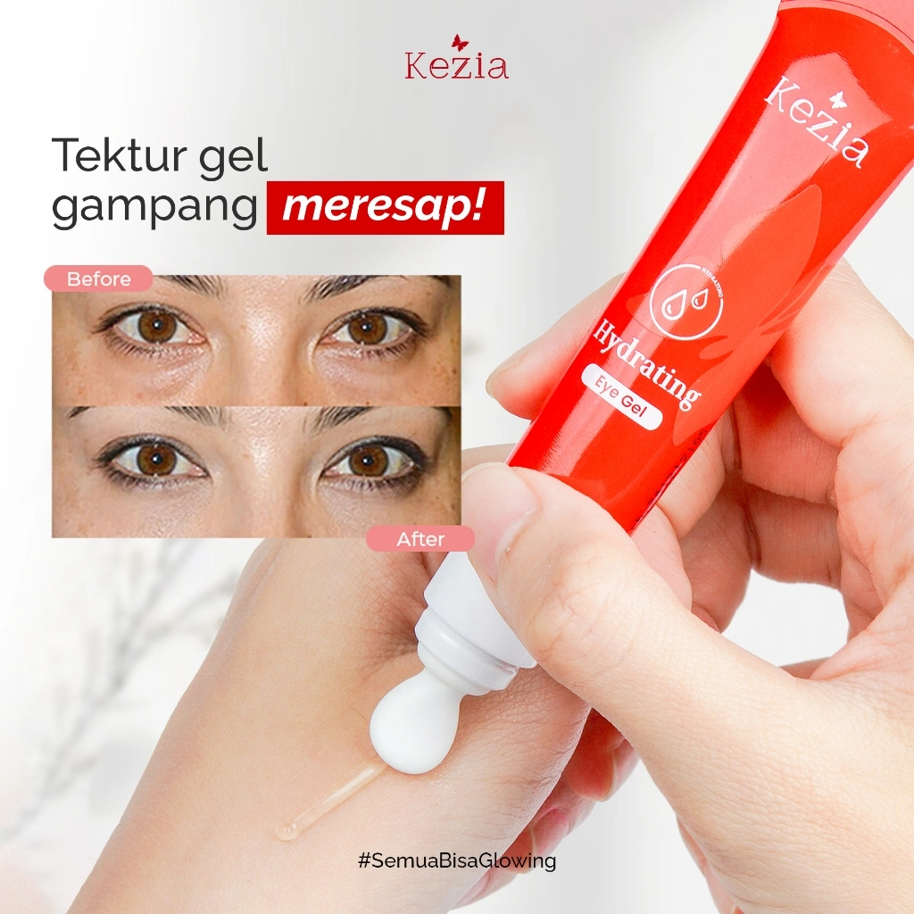 KEZIA Skincare Hydrating Eye Gel - Serum Gel untuk Menyamarkan Kerutan dan Menutrisi Kulit Mata Mengurangi kantong mata gelap
