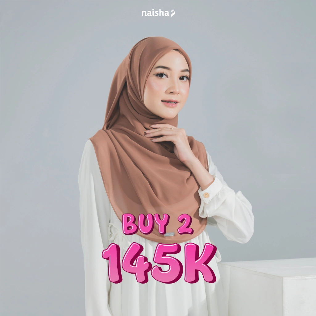 Naisha Official - HIJAB MALAY ALESHA | Jilbab Malay Ceruty | Segiempat Curve Syari | Hijab Oval