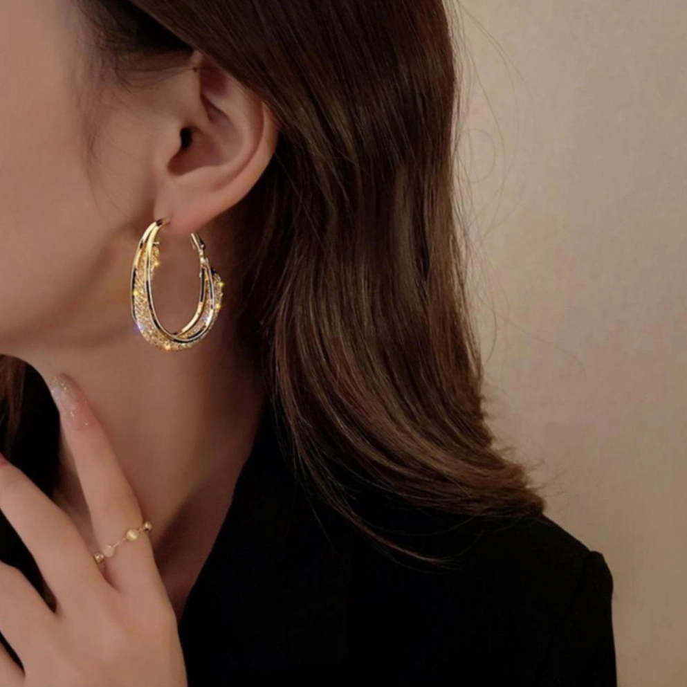 AT084 -- Anting-Anting Chelsea clip hoop gold korea steel titanium glam elegan Anti Karat dan Anti Luntur