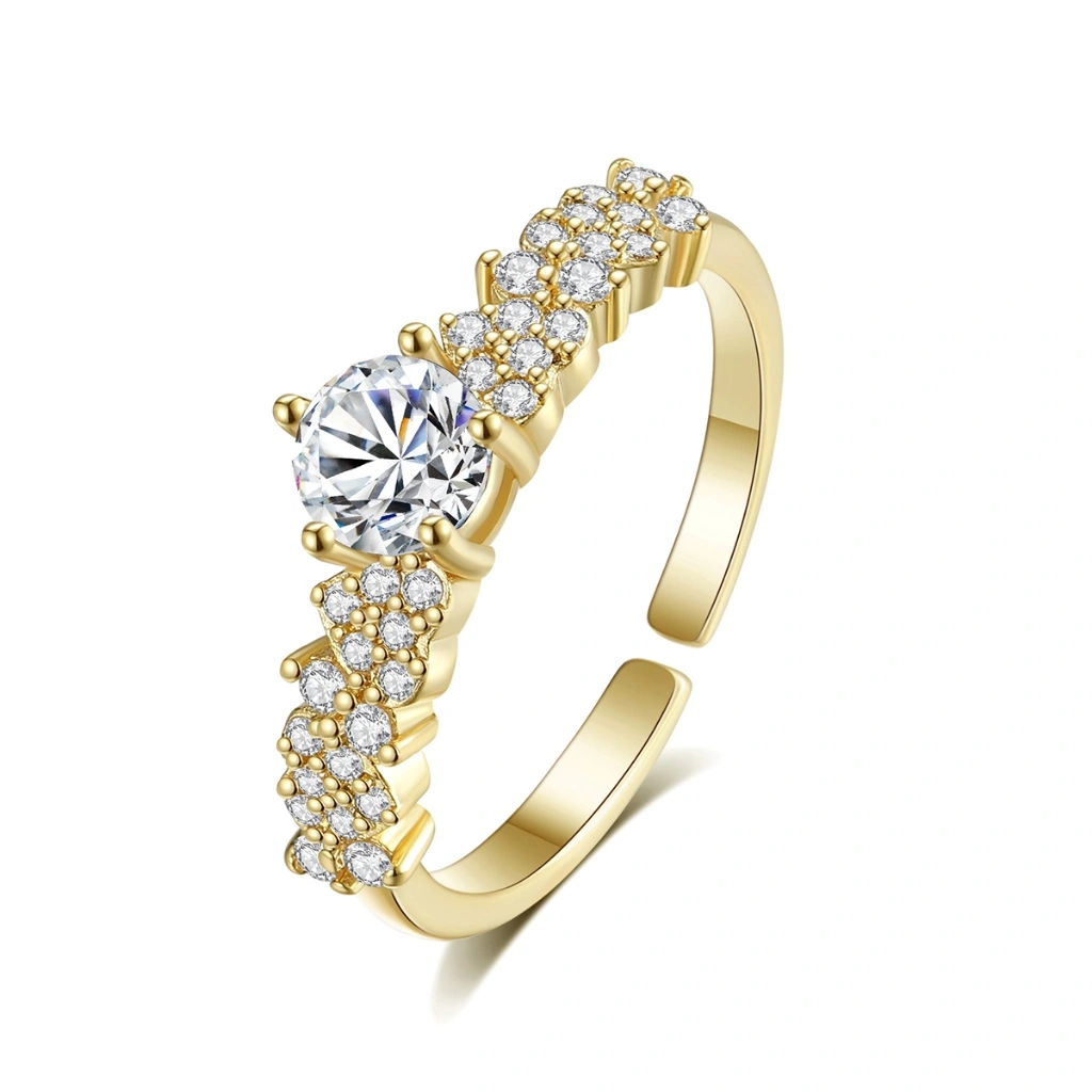 Kke Cincin Berlian Titanium Emas 18k Aksesori Wanita Dapat Disesuaikan GD099