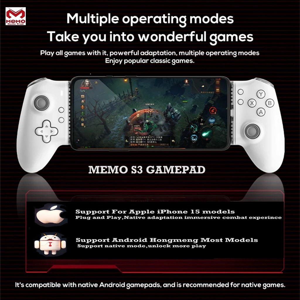 Memo Gamepad S3 Type C  Controller Hall Effect JoyStick for iOS IPHONE Android TABLET IPAD XBOX