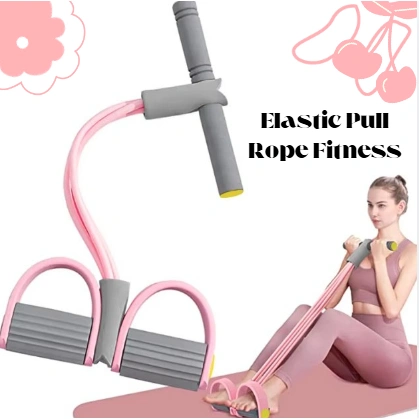Rope Pull Tube Yoga Pedal Band Elastic Tummy Tali Holder Fitness Alat Olahraga Pengecil Perut Sit Up