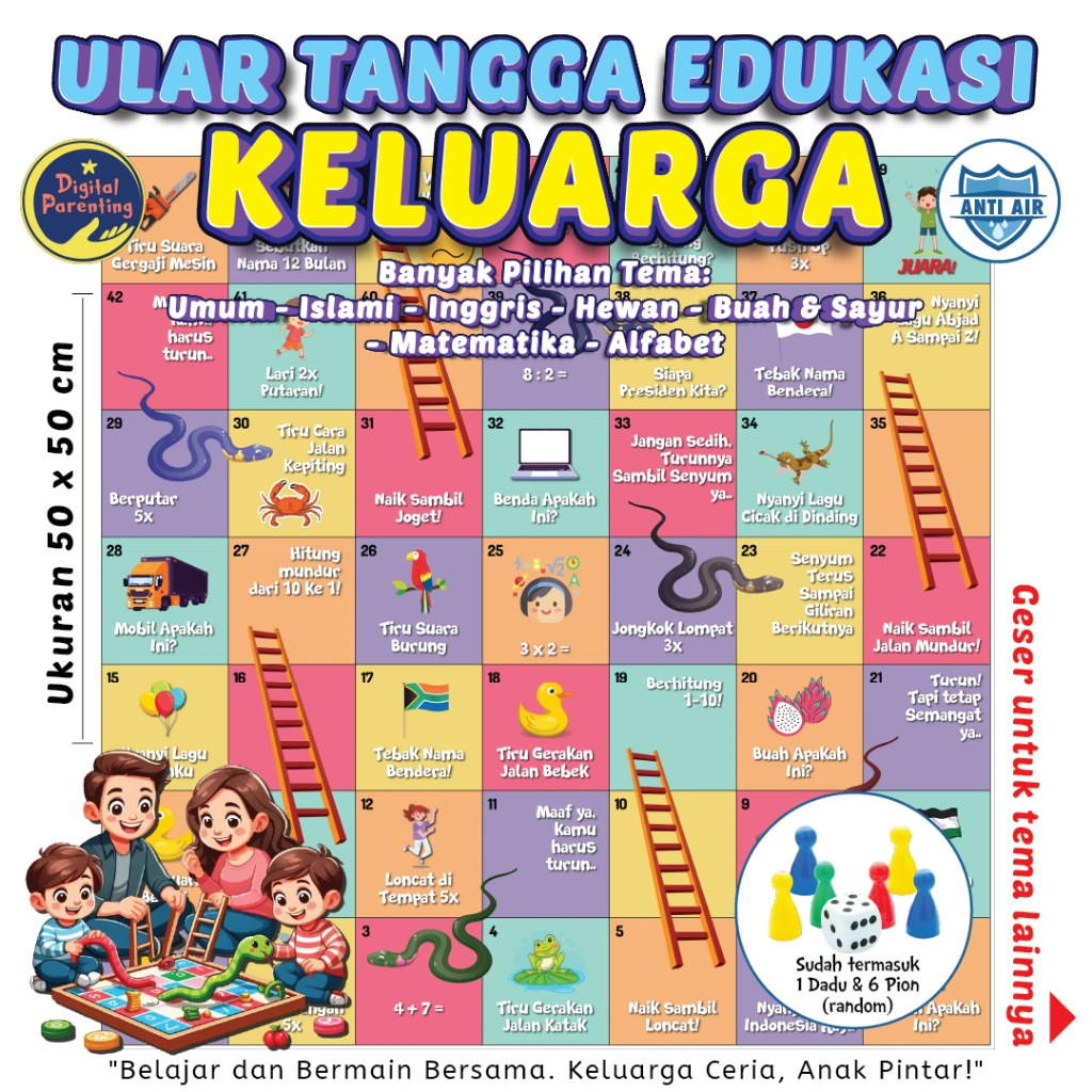 Mainan Ular Tangga Keluarga Seru! Bisa Main Hingga 6 Orang / Permainan Edukasi Ular Tangga Jumbo