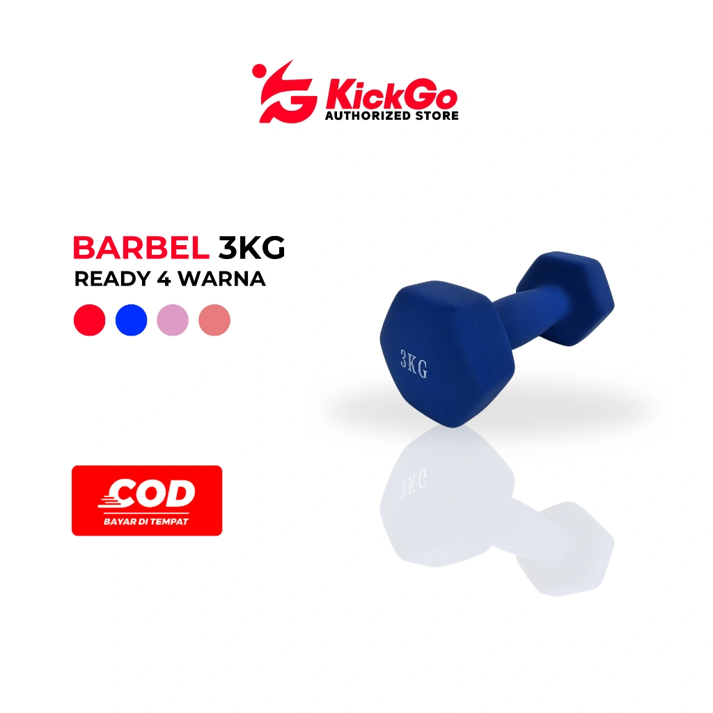 KickGo Barbel Dumbell 3Kg Neoprene Vynyl Gym Fitness Cewe