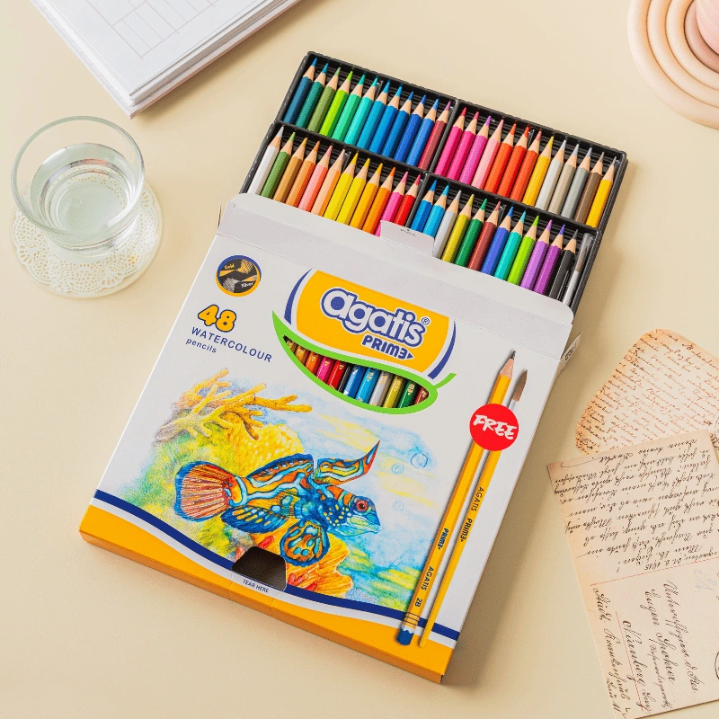 AGATIS Stationery - Prime PENSIL WARNA Watercolor isi 48 - FREE PENSIL 2B & KUAS