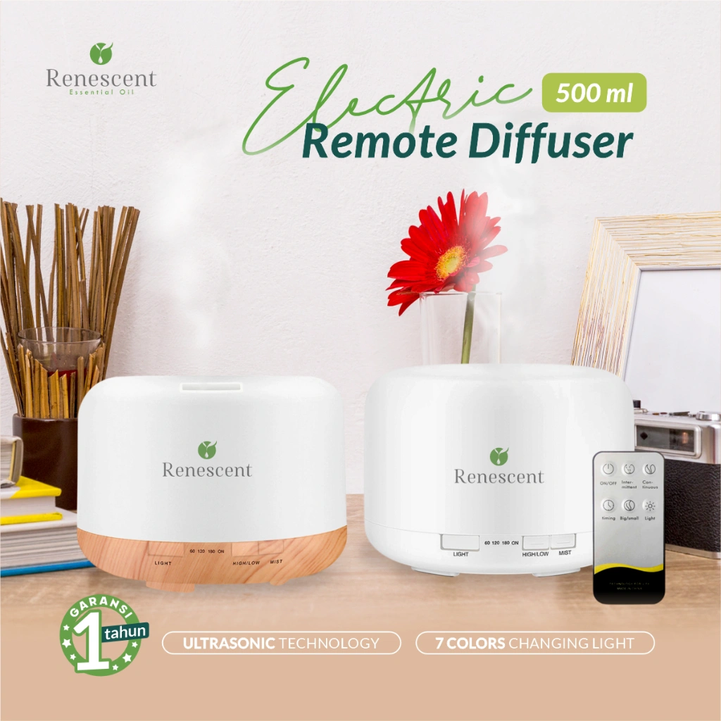 Renescent Diffuser 500ml Pengharum Ruangan & Aromaterapi Essential Oil