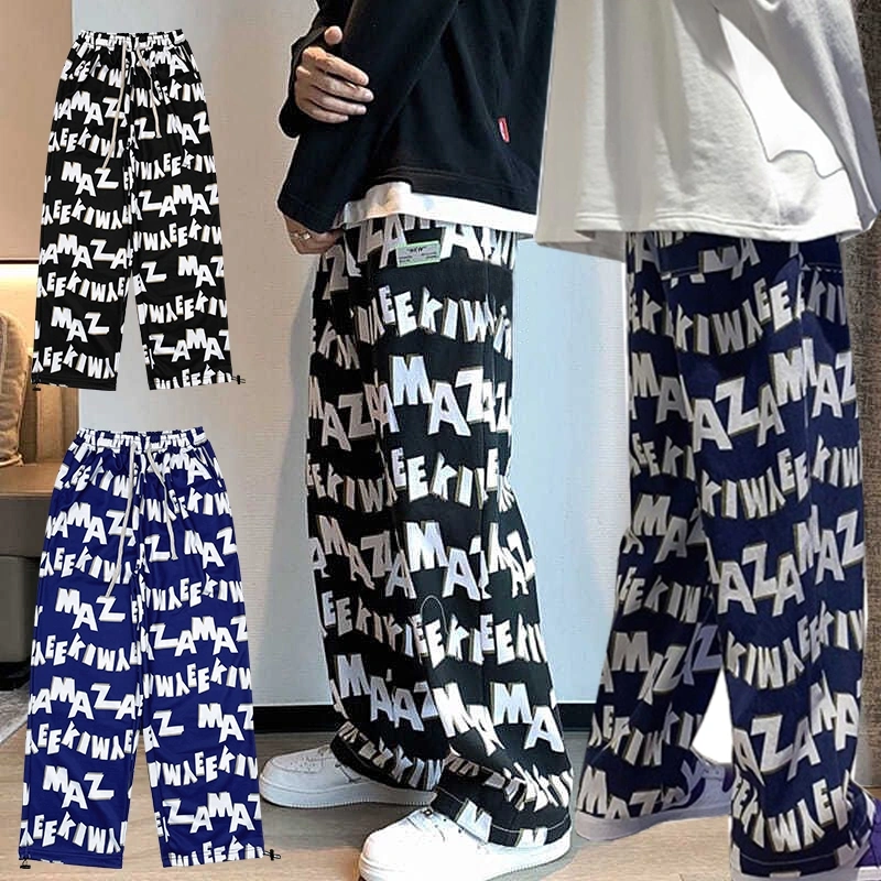 celana pria training pinggang karet oversize manset kulot korea unisex celana running pria celana panjang pria.