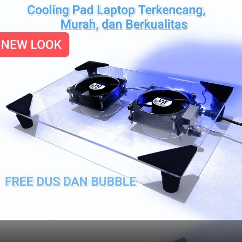 Cooling pad laptop super turbo 12V ON OFF dan Speed control Kipas pendingin laptop tatakan Akrilik