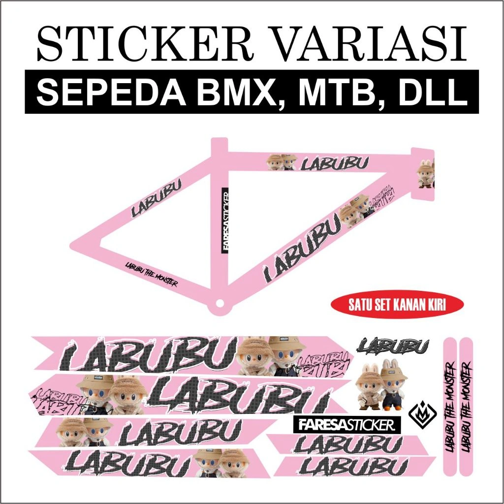 Sticker sepeda variasi LABUBU BMX, MTB, DLL Viral, Kekinian