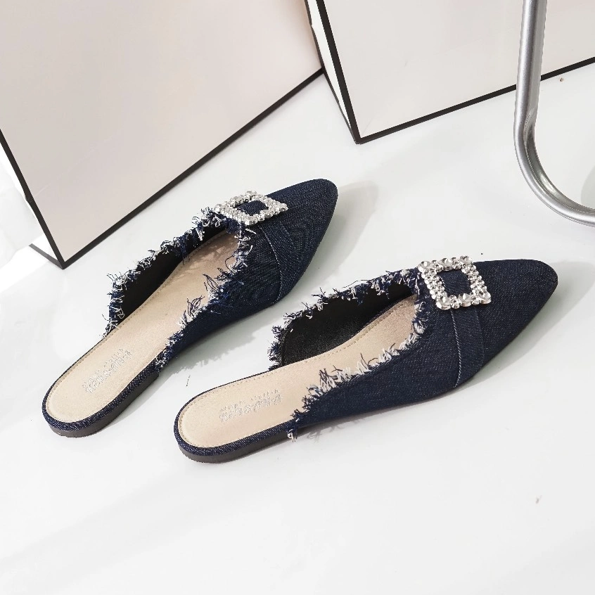 Sepatu Sandal Wanita Jeans FlatShoes Sendal Teplek Wanita Elegan Sandal Santai/Pesta/Kasual