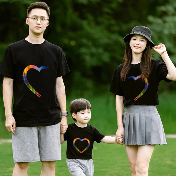 Kaos Couple/Keluarga - Kaos Tshirt Couple Keluarga RAINBOW HALF Lucu Viral Kekinian Dewasa Anak Love Bahan Lembut Lembaran Bersama Family Ootd Keren - T-Shirt S/M/L/XL/XXL BIG SIZE Jumbo