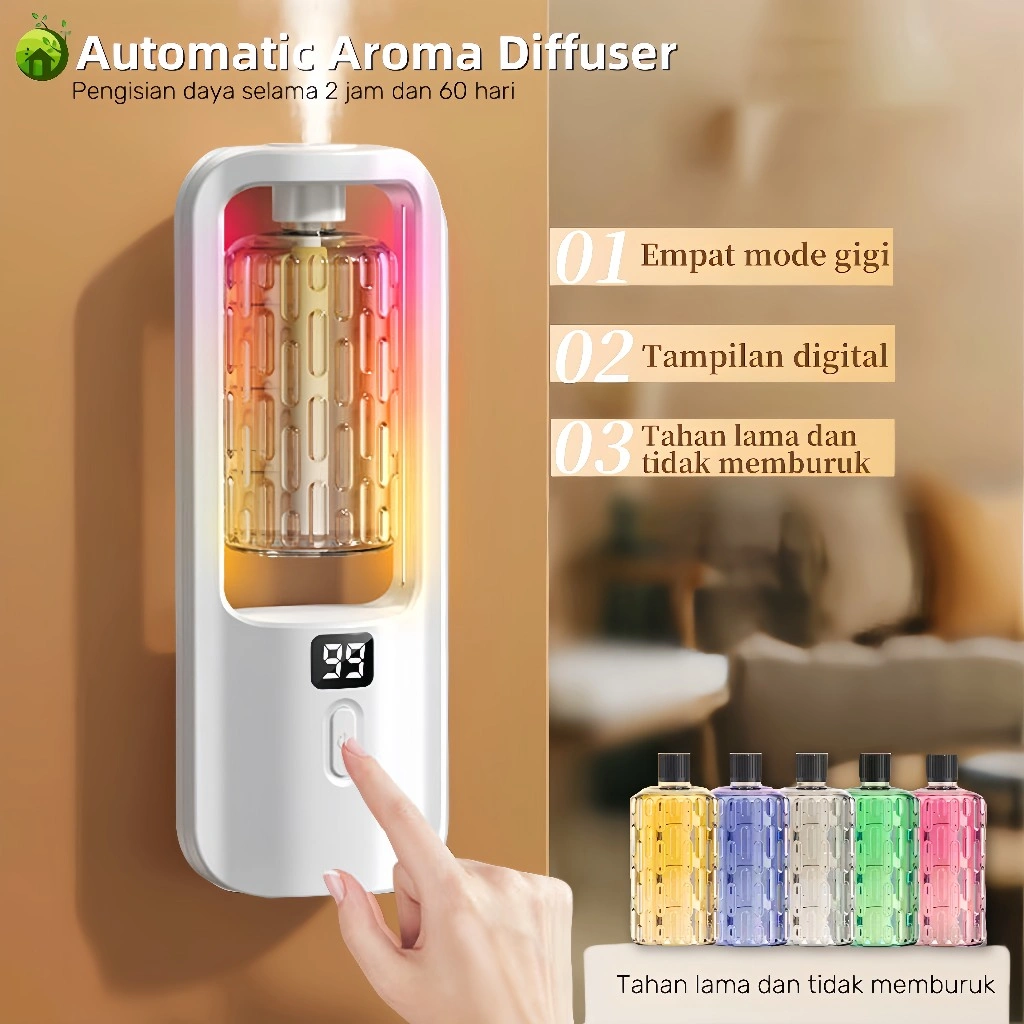 Diffuser Aroma/Humidifier /Terapi Essential oil Pelembab/Otomatis Dinding Aromaterapi Mini Humidifier Diffuser Aromaterapi Pewangi Ruangan 5 Mode Spray Pengharum/Diffuser Humidifier putih/aromatherapy oil diffuser