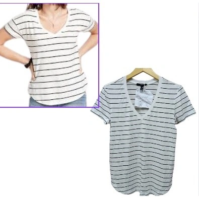 Kaos Atasan Wanita Lengan pendek Kerah V Neck