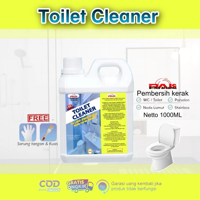 RAJS TOILET Cleaner pembersih kerak kamar mandi / Toilet /Kloset / wastafel / Alat dapur HITAM 1 Liter