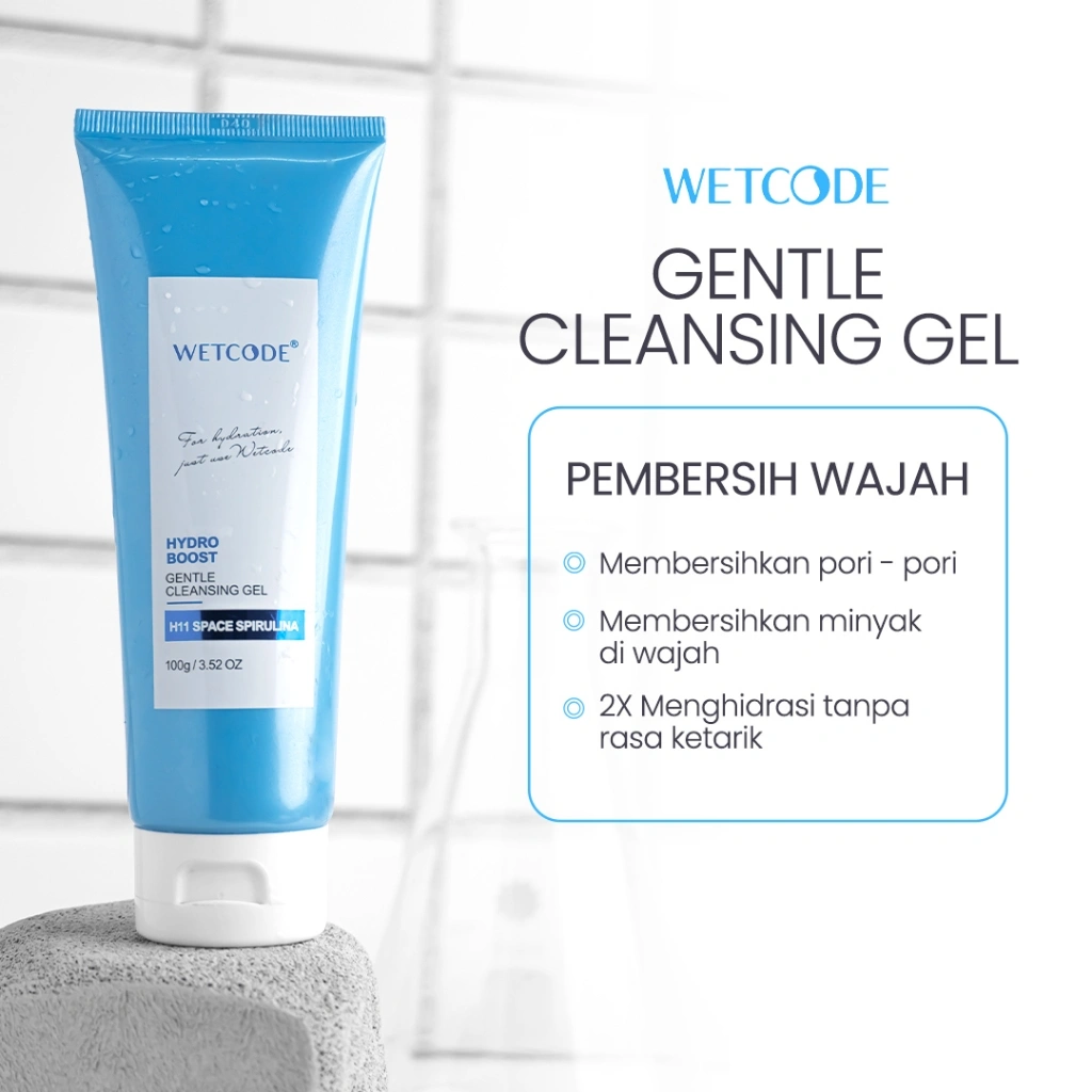 Cleansing Gel Facial Cleanser Spirulina & Olive Oil Sabun Cuci Muka WETCODE Facial Wash Gentle