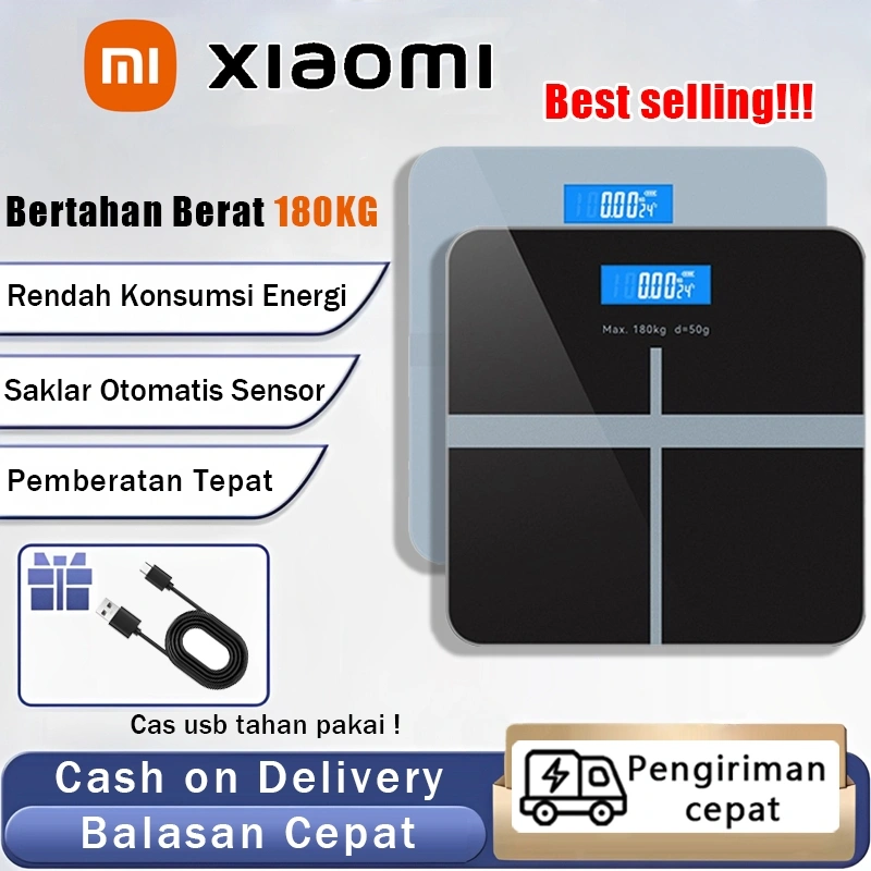 [Best selling]Timbangan Badan Garis Motif  Timbangan Badan Digital 180 KG USB Charging Anti Pecah Layar LCD 26X26cm