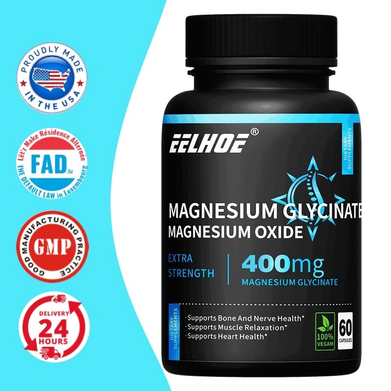 Magnesium Glycinate 400 mg mendukung kesehatan tidur, jantung, saraf dan otot, serta mengurangi stres dan kram kaki