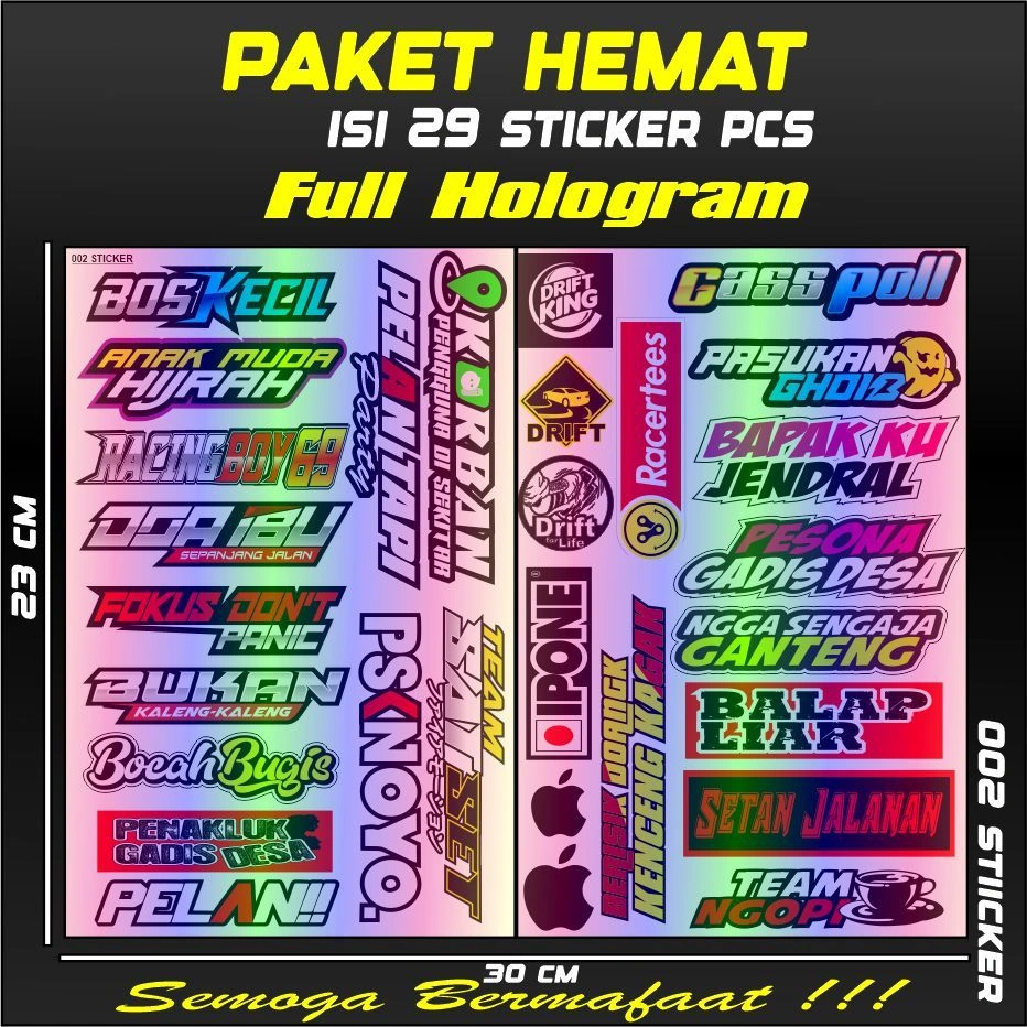 002 Sticker setiker stiker striping sponsor racing balap Kata-kata gokil Set Pack herex Terbaru Viral Isi 29 stiker pcs hologram murah keren  emblem Motor Nmax Stiker logo sticker helm Sticker tumblr murah pack Premium