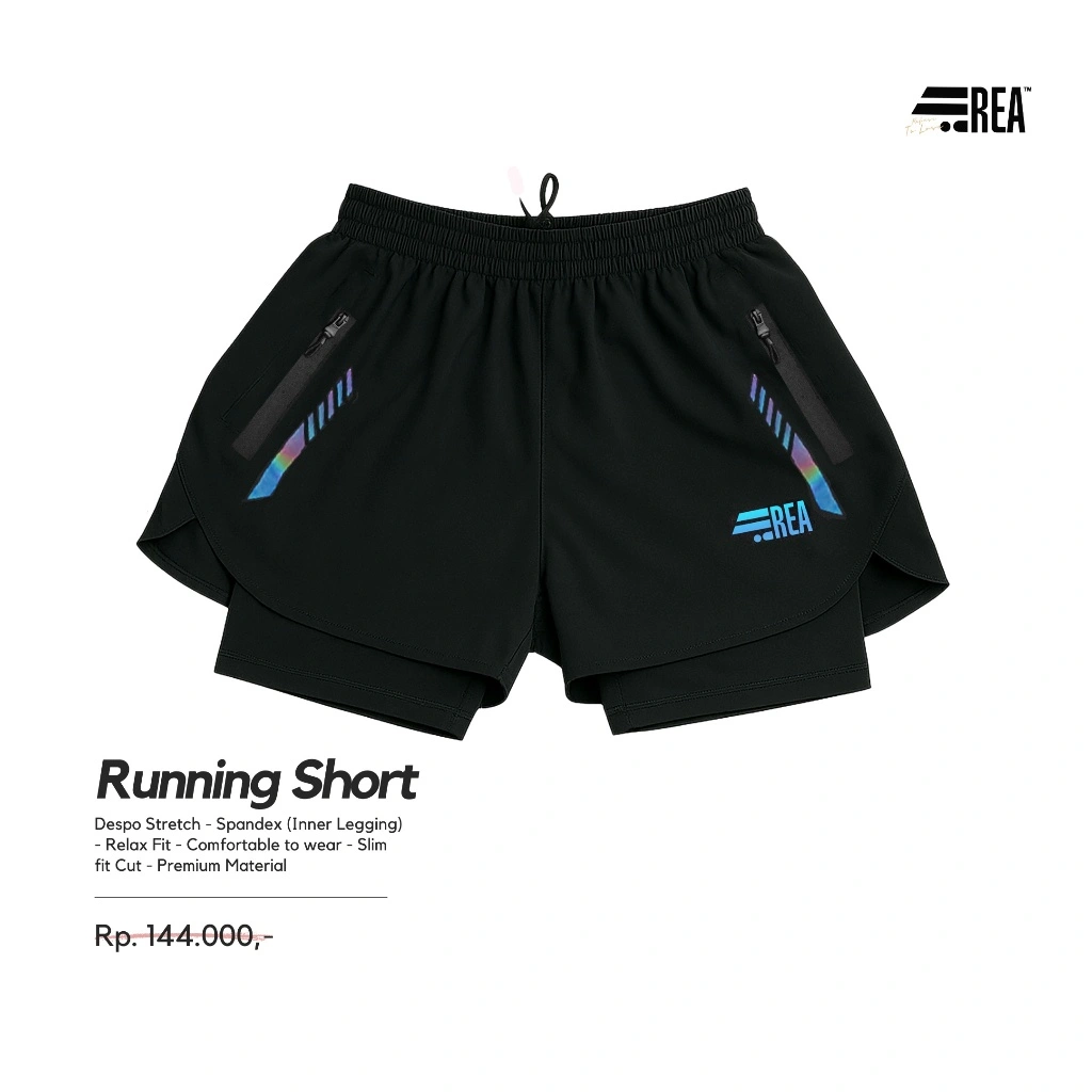 REA ACTIVEWEAR - Celana Pendek Olahraga 2in1 Legging Reflective Rainbow